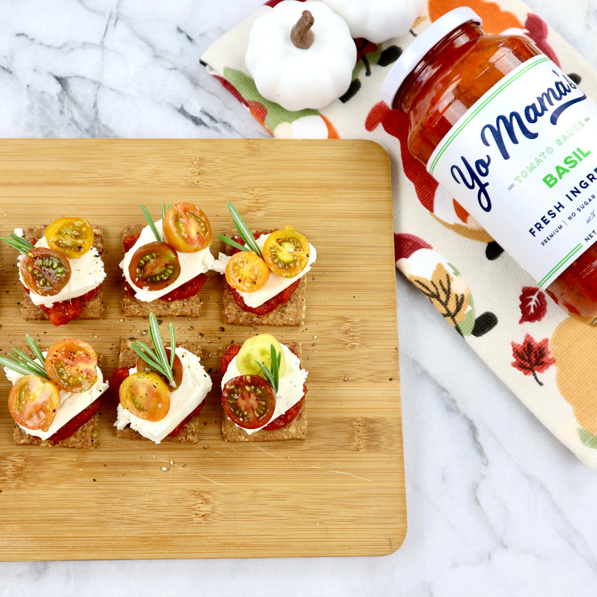 Basil Goat Cheese Canapés – Yo Mama's Foods
