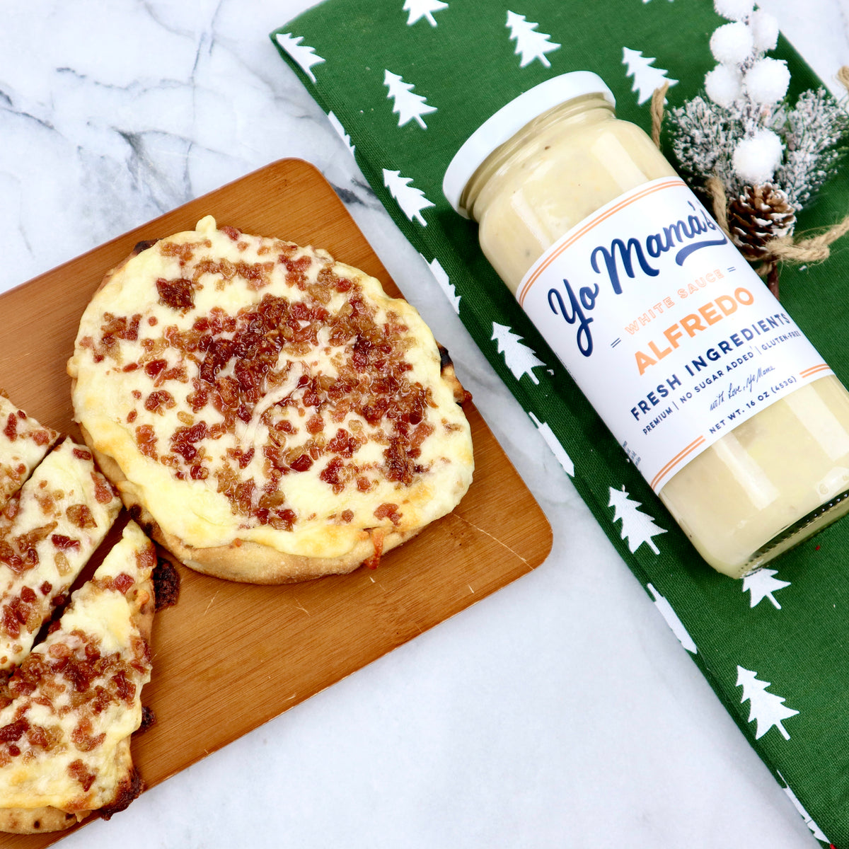 Bacon Garlic Alfredo Cheese Bread – Yo Mama's Foods