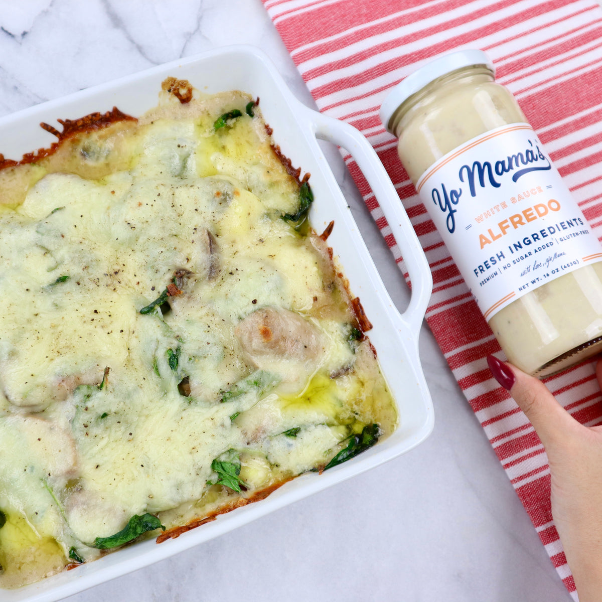 Classic Alfredo Baked Gnocchi &ndash; Yo Mama's Foods